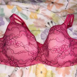 Hot pink lace bra